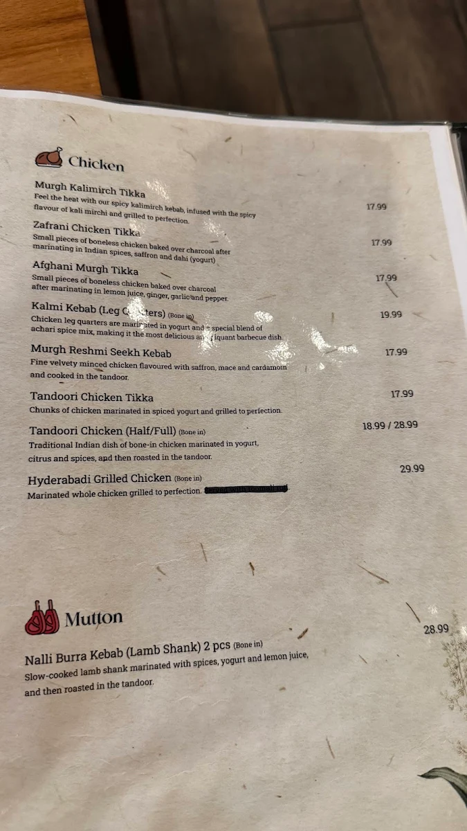 Menu, Shaaz | Indian Cuisine | Scarborough
