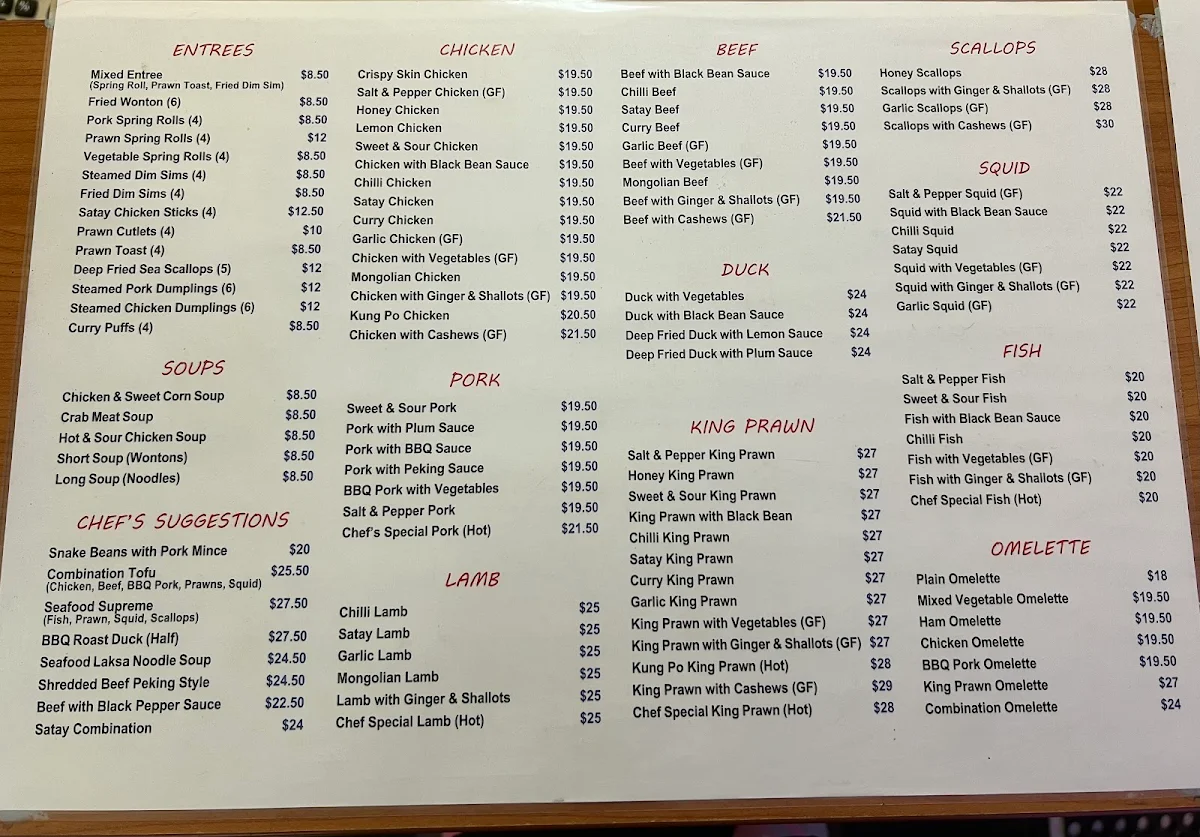 Menu, The Emperor's Court