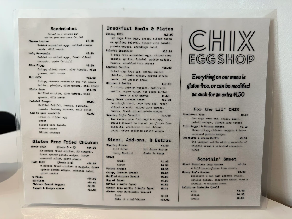 Menu, Connie & John's Roof Top Patio