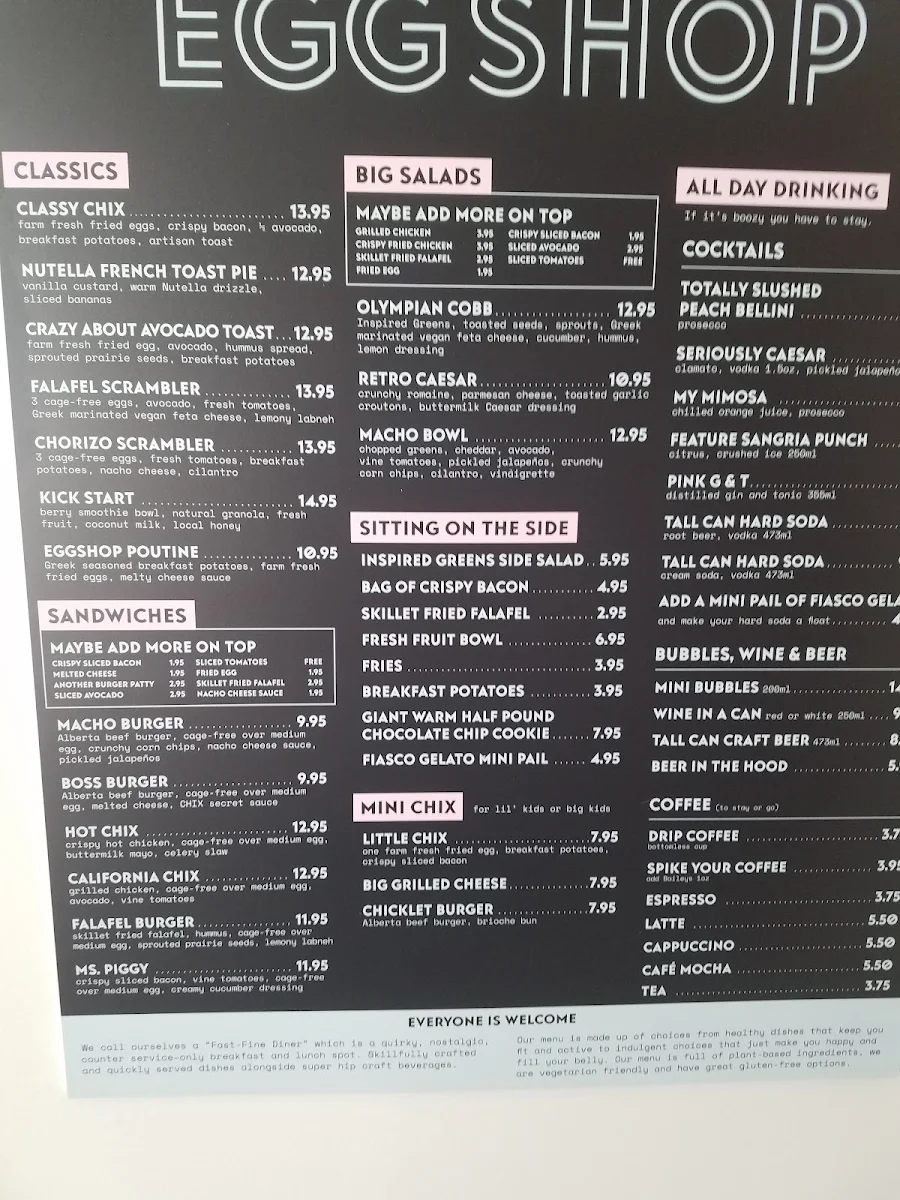 Menu, Connie & John's Roof Top Patio