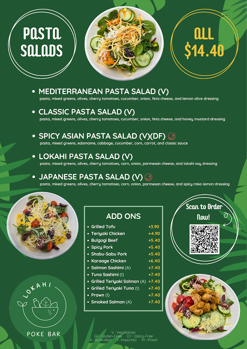 Menu, Lokahi Poke Bar