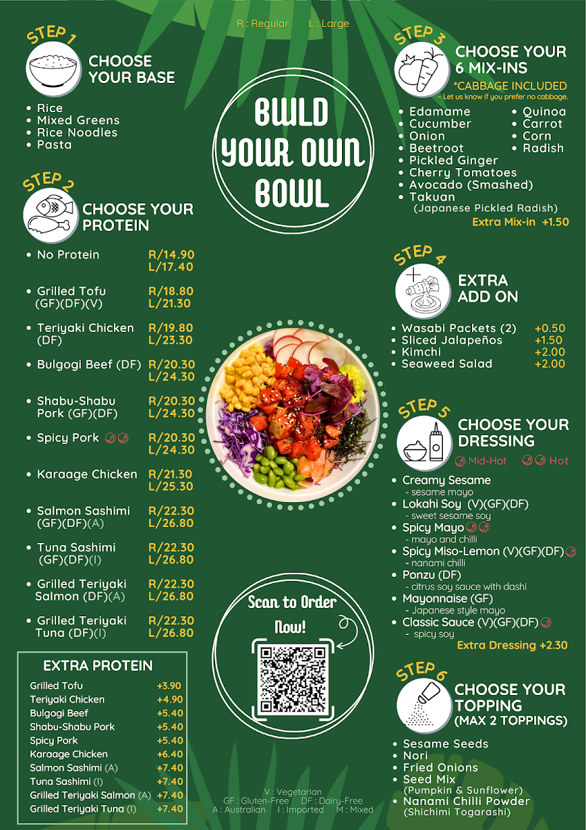 Menu, Lokahi Poke Bar