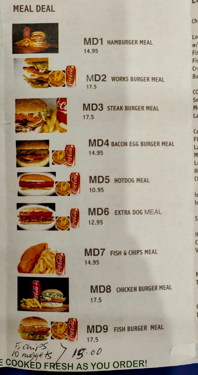 Menu, The Clock Corner Shop