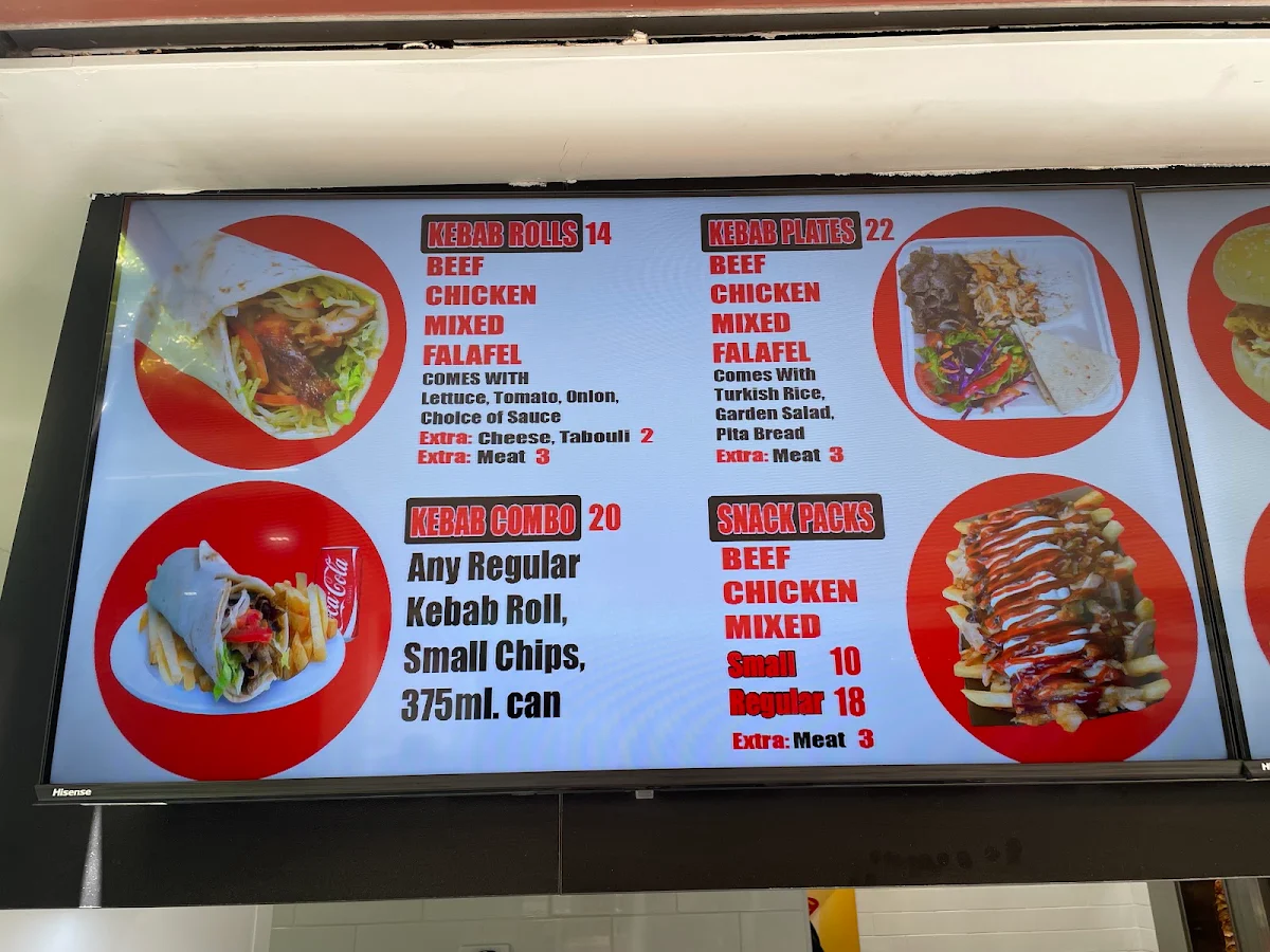 Menu, Tommy's Kebabs & Burgers