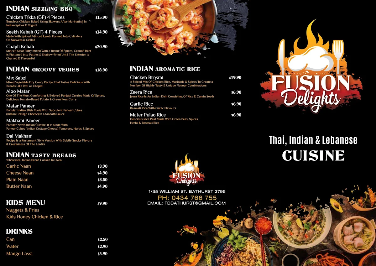 Menu, Fusion Delights - Bathurst