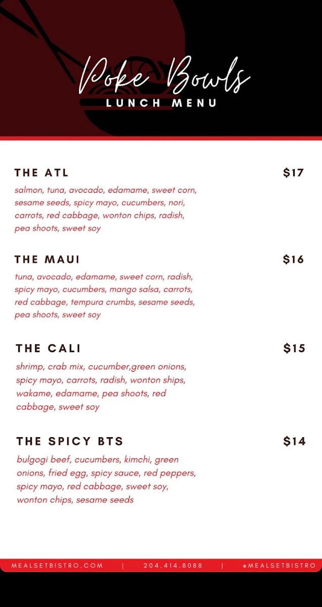 Menu, Meal Set Bistro | Sushi