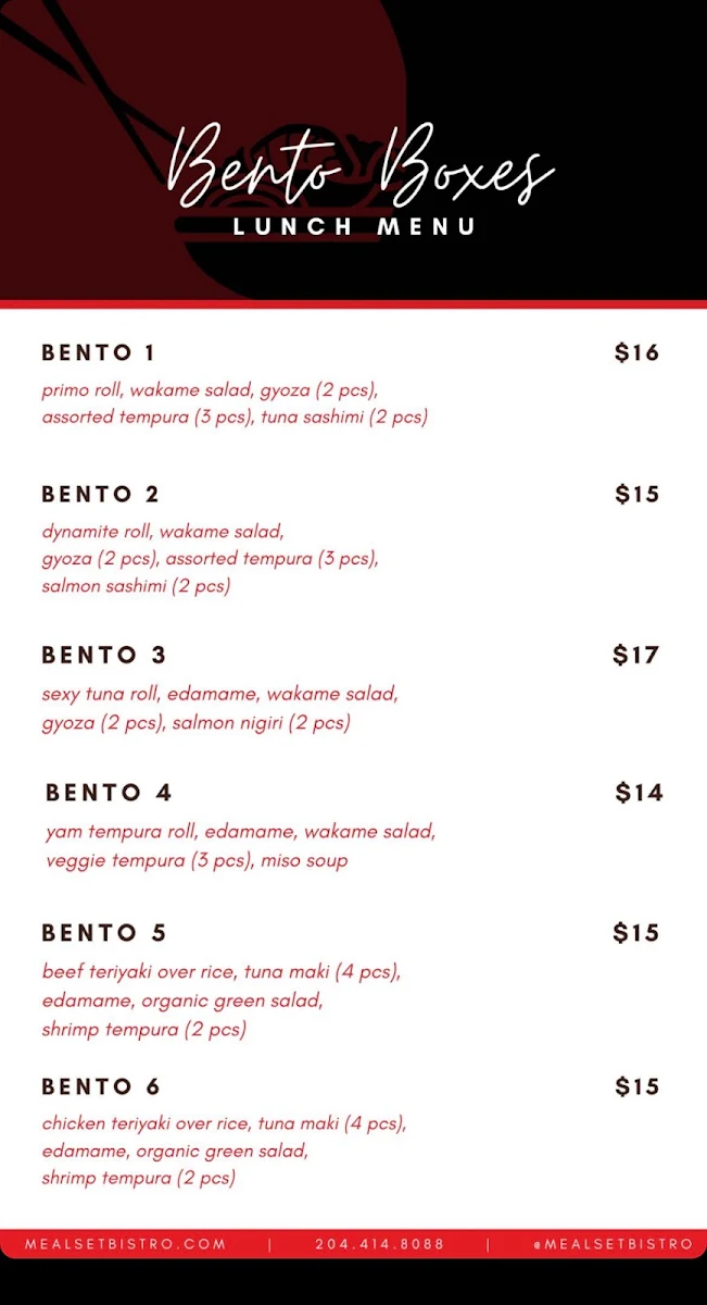 Menu, Meal Set Bistro | Sushi