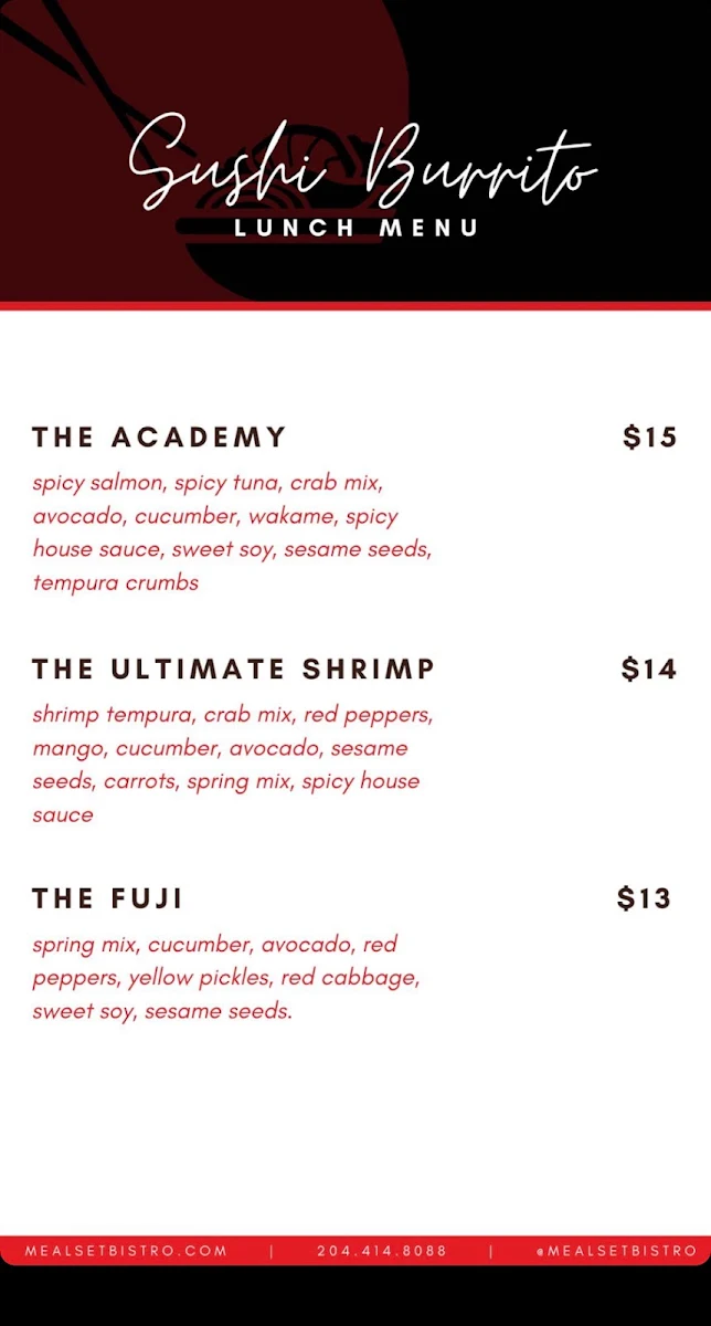 Menu, Meal Set Bistro | Sushi