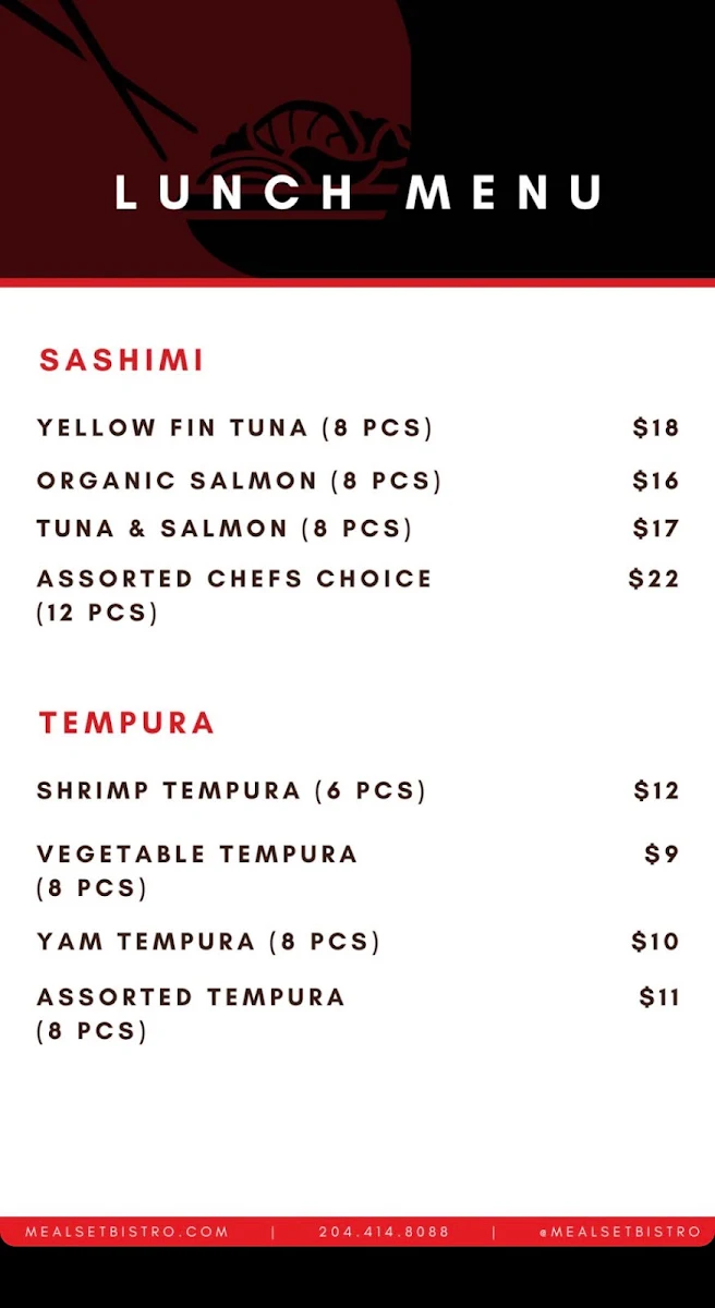 Menu, Meal Set Bistro | Sushi