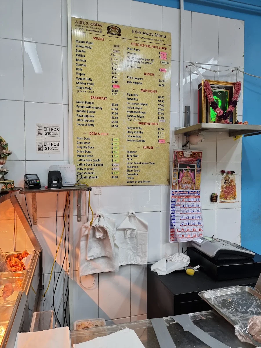 Menu, Abie's Take Away