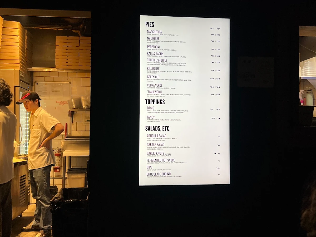 Menu, North of Brooklyn Pizzeria