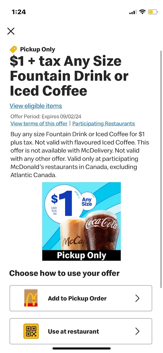 Menu, McDonald's