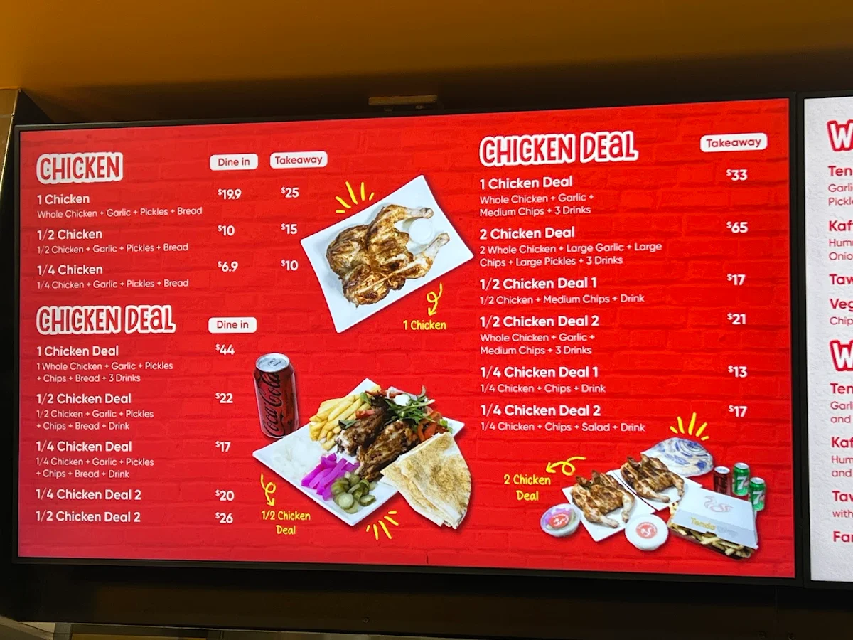 Menu, Tender Wrap