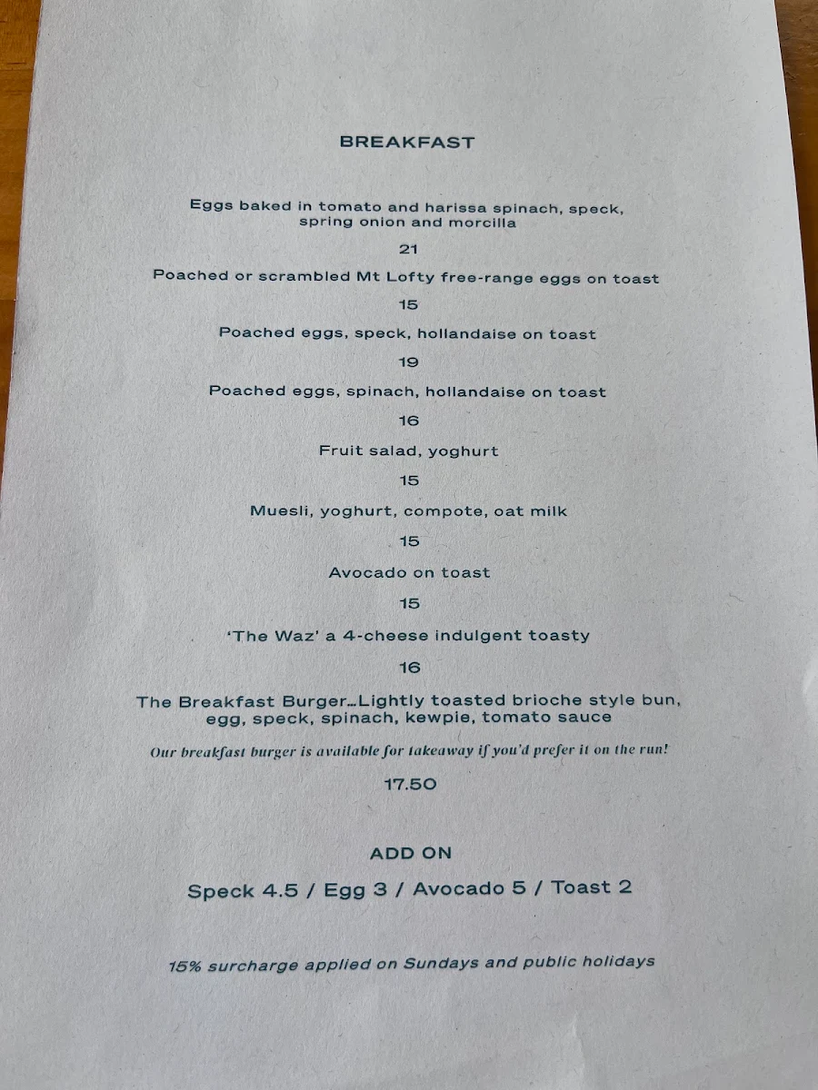 Menu, Patch Kitchen & Garden