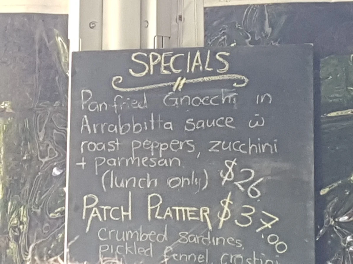 Menu, Patch Kitchen & Garden