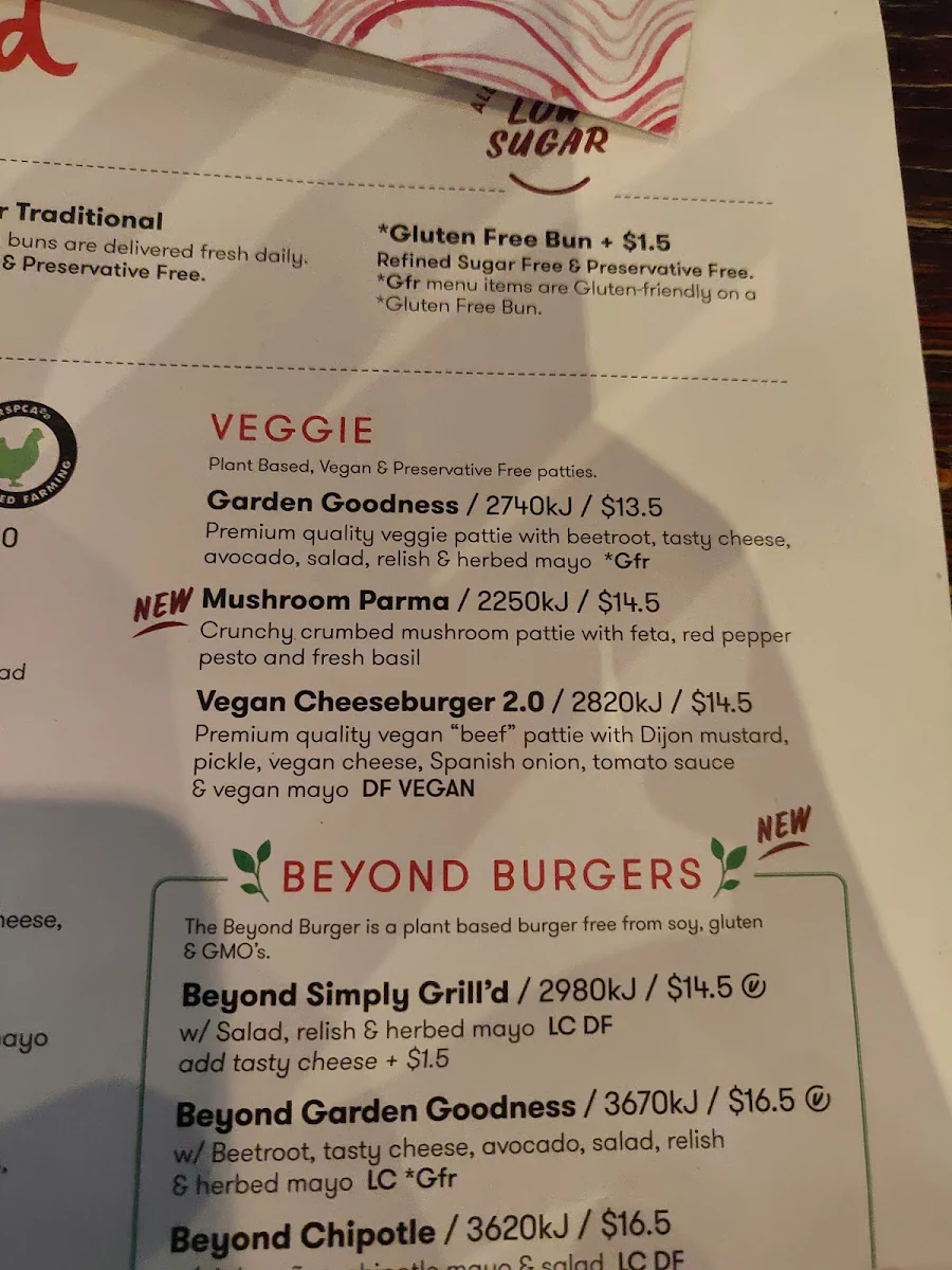 Menu, Grill'd Townsville