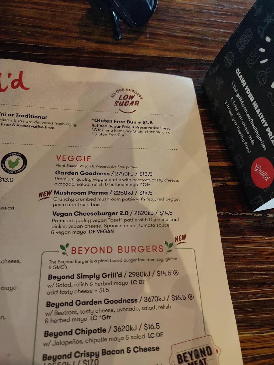 Menu, Grill'd Townsville
