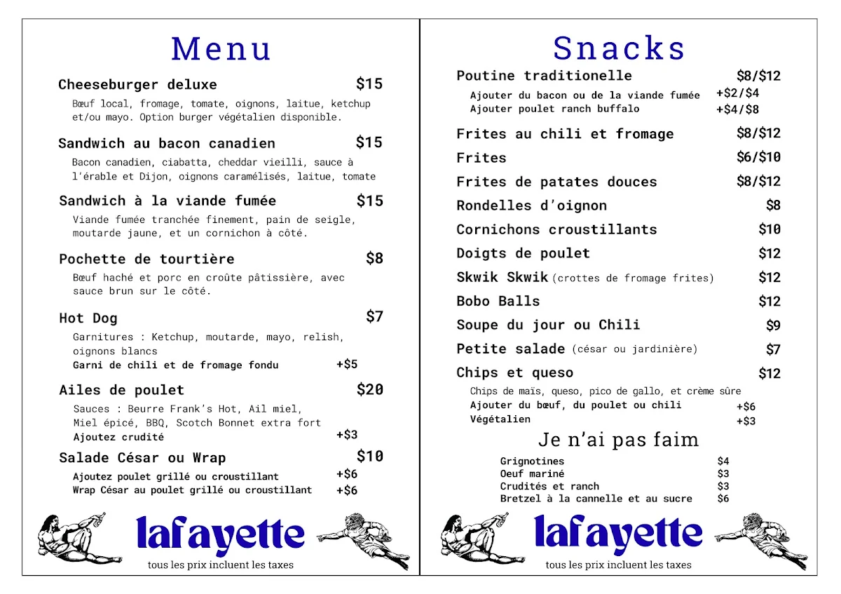 Menu, The Laff