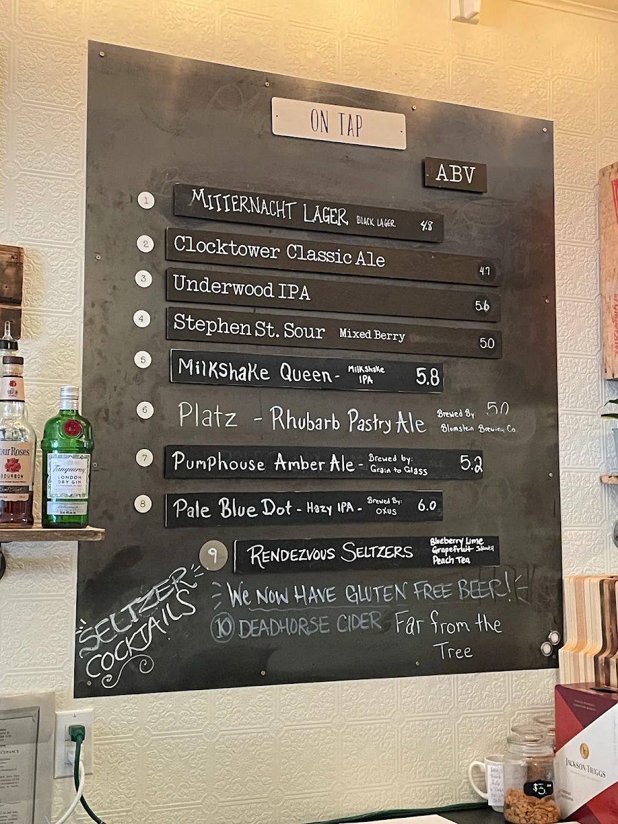 Menu, Rendezvous Eatery and Taproom