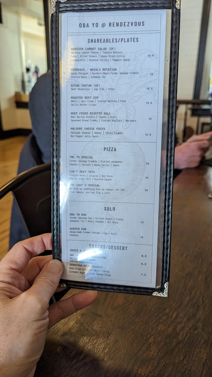 Menu, Rendezvous Eatery and Taproom