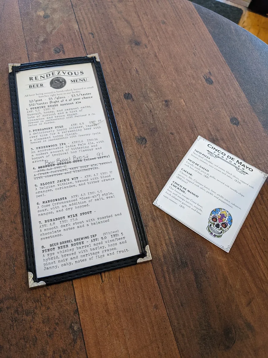 Menu, Rendezvous Eatery and Taproom