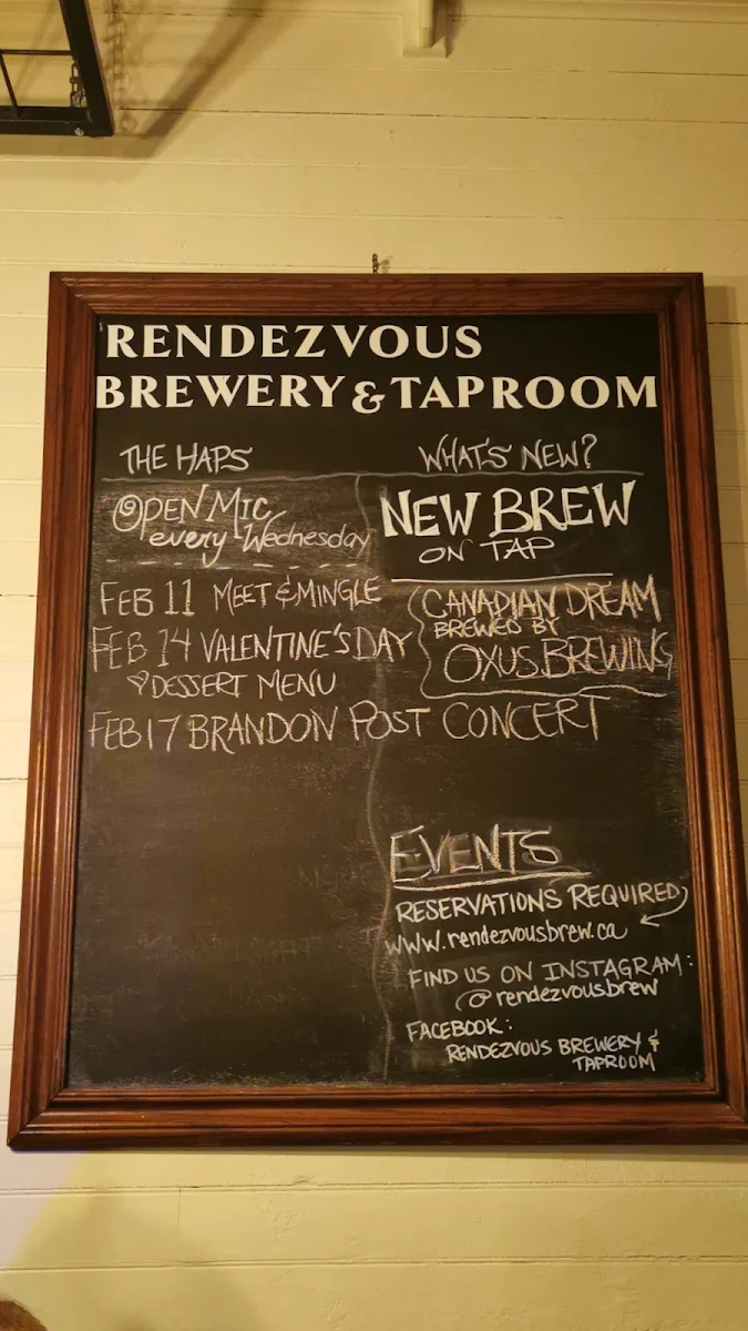 Menu, Rendezvous Eatery and Taproom
