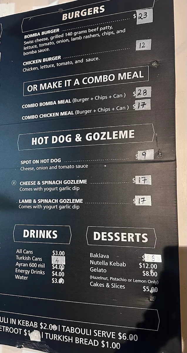 Menu, Spot On Kebabs