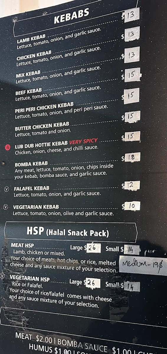 Menu, Spot On Kebabs