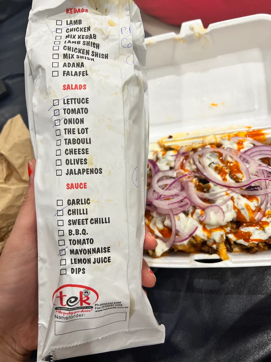 Menu, Spot On Kebabs