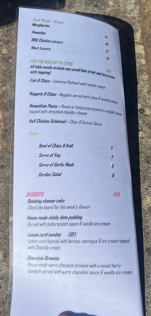 Menu, 12 Mile Steakhouse