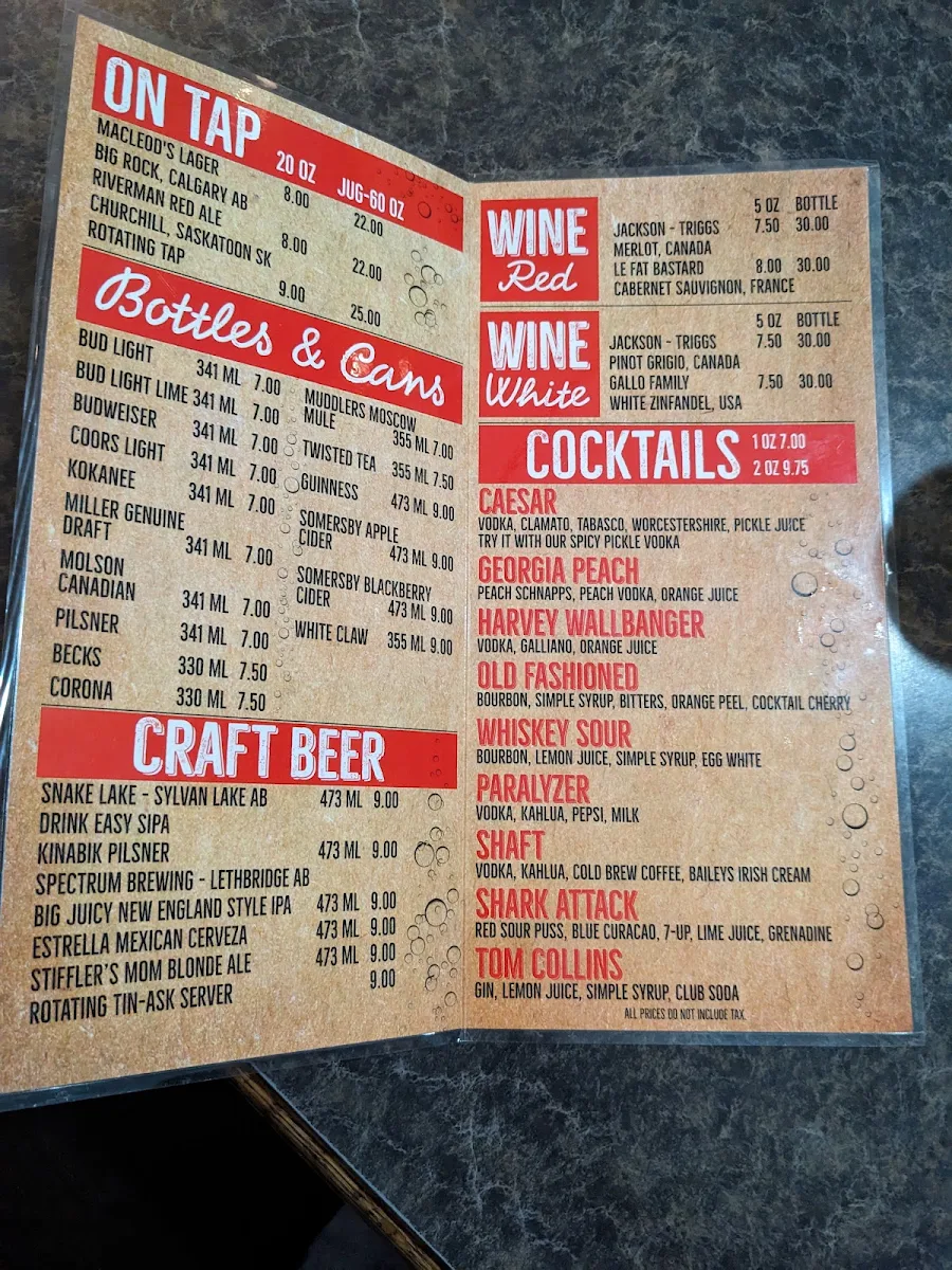Menu, MacLeod's Restaurant & Lounge