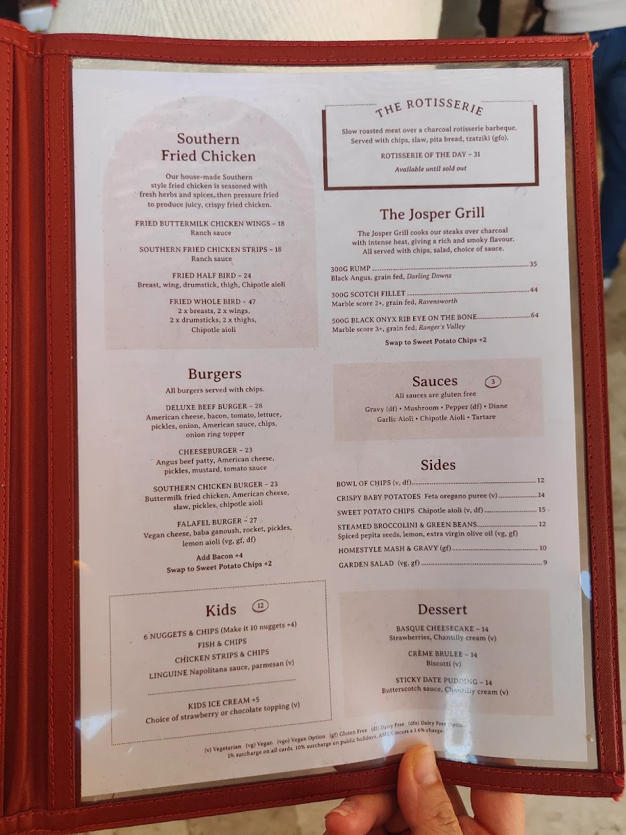 Menu, The Vineyard - Sydney