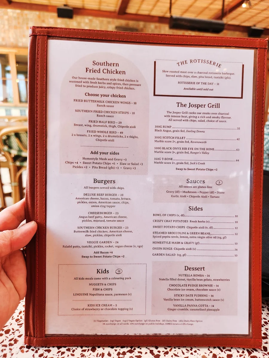 Menu, The Vineyard - Sydney