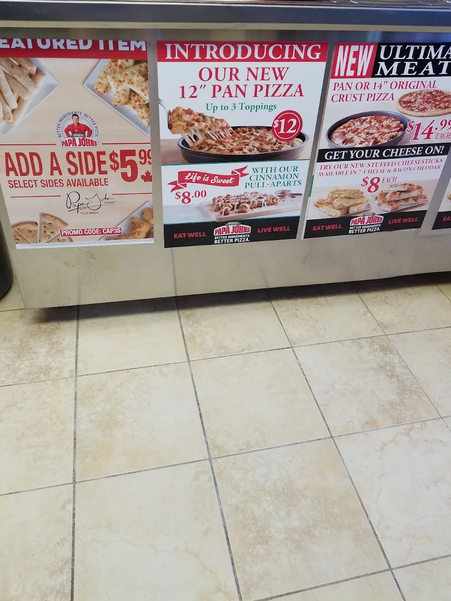 Menu, Papa Johns Pizza