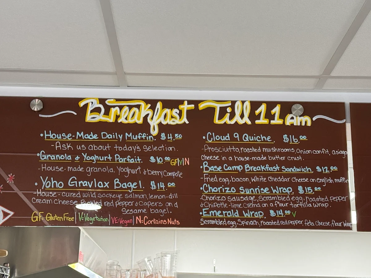 Menu, The Siding Café