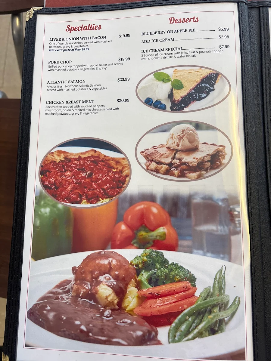 Menu, Dublin's Family Restaurant