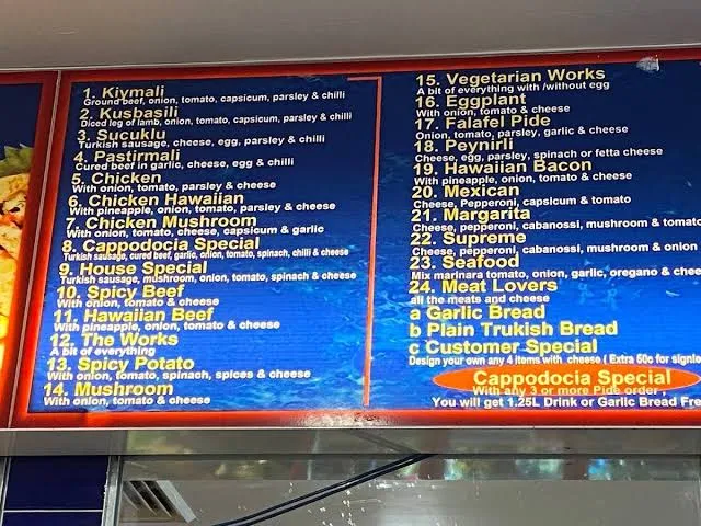 Menu, Cappodocia