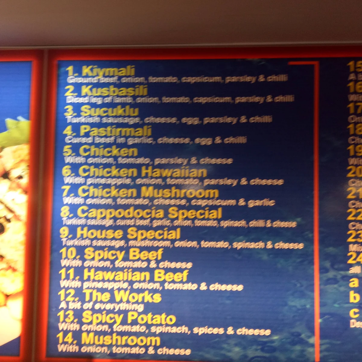 Menu, Cappodocia