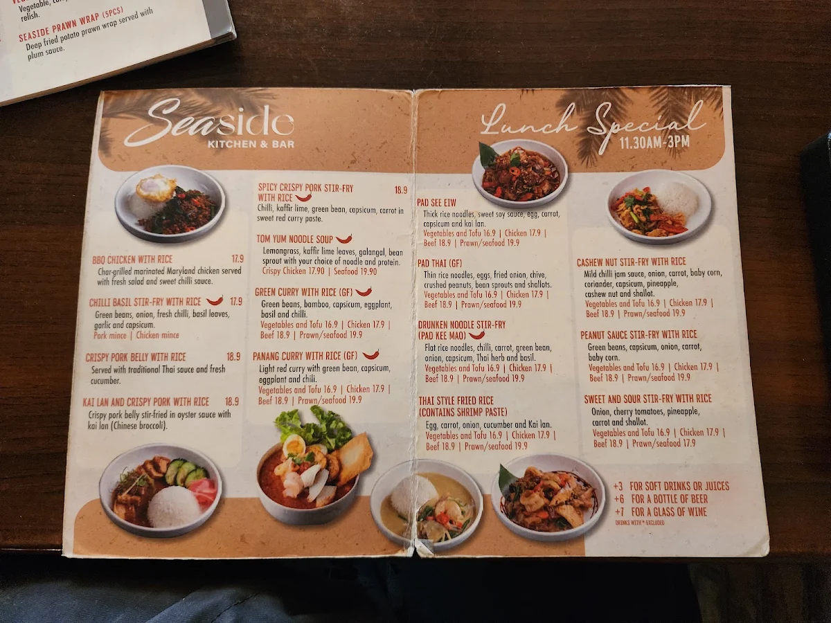 Menu, SEASIDE Kitchen & Bar Burleigh heads