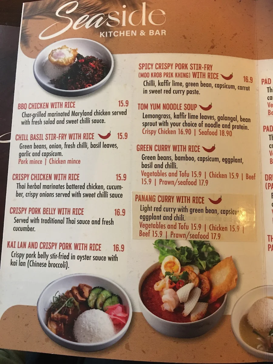 Menu, SEASIDE Kitchen & Bar Burleigh heads