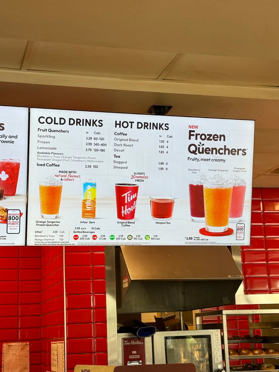Menu, Tim Hortons