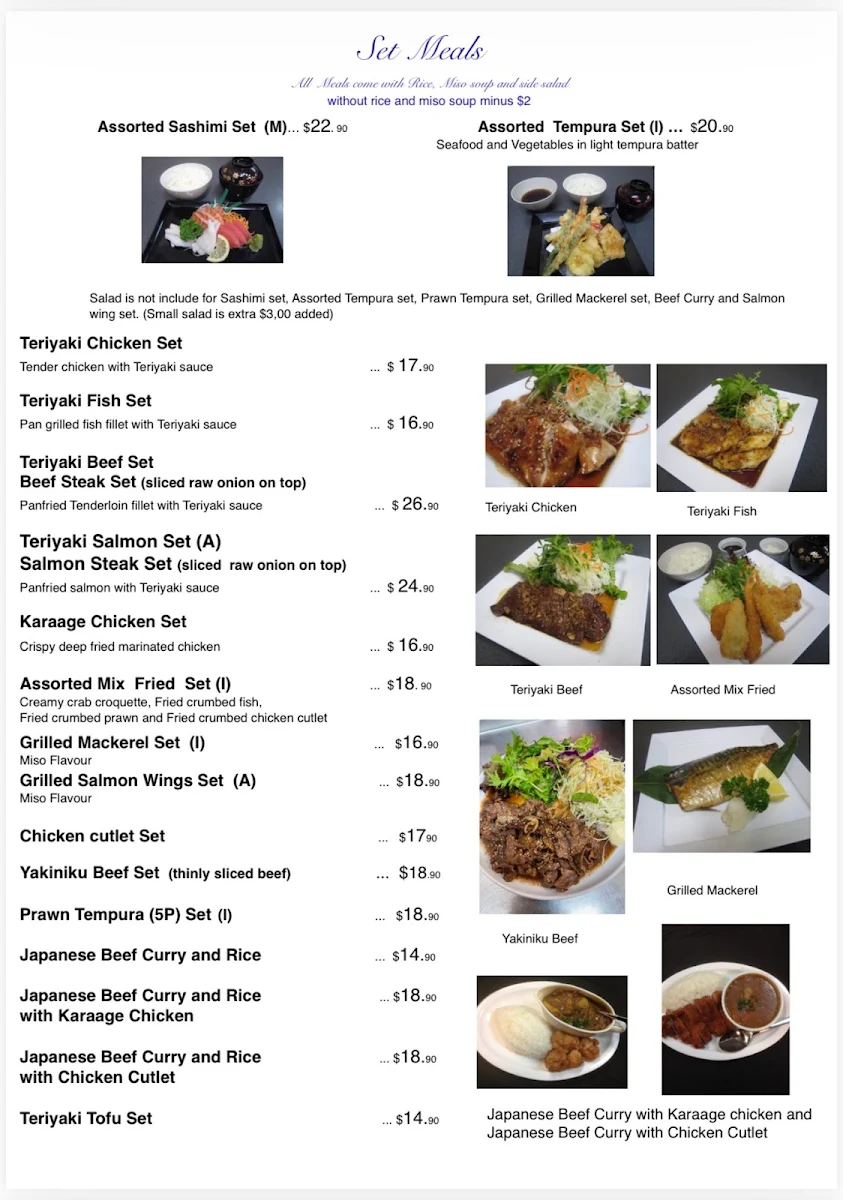 Menu, Kai Japanese