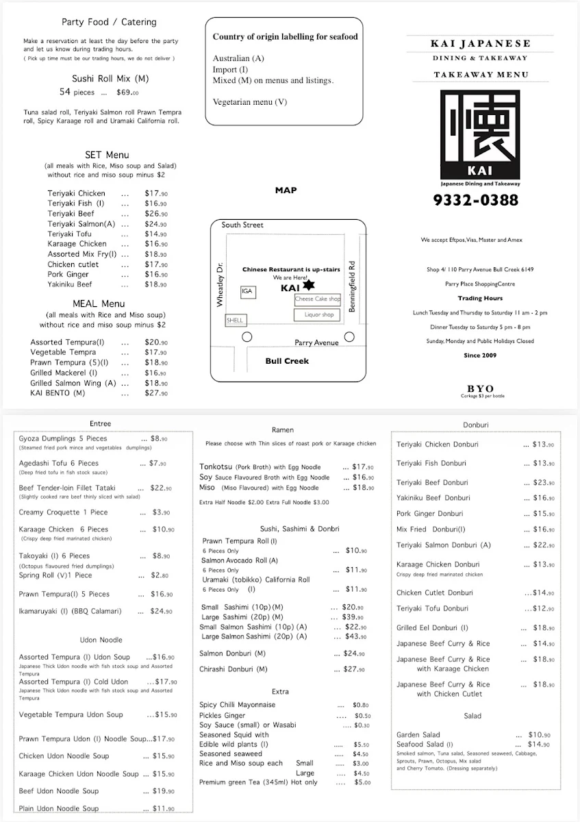 Menu, Kai Japanese