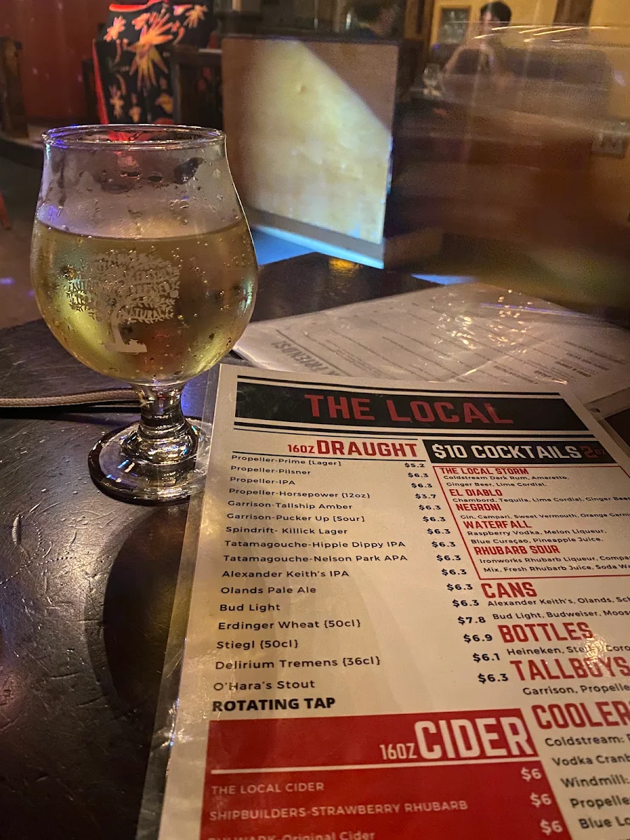 Menu, The Local Restaurant and Bar