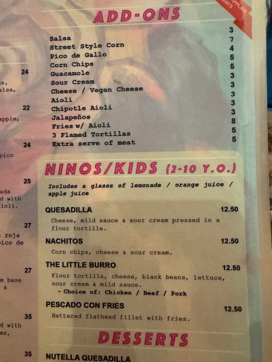 Menu, Rosa Mexicano - South Melbourne