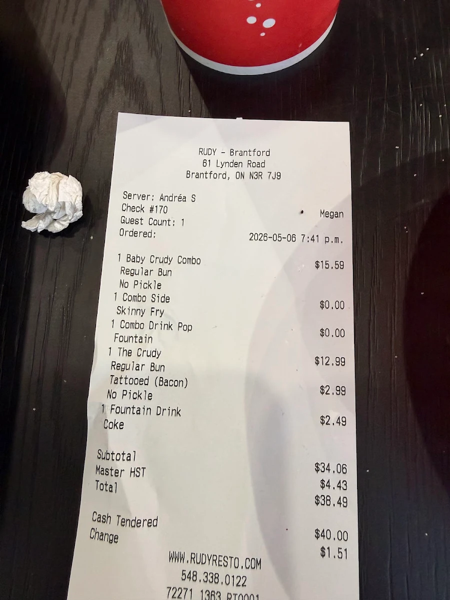 Menu, RUDY