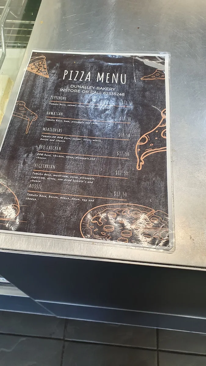 Menu, Dunalley Bakery
