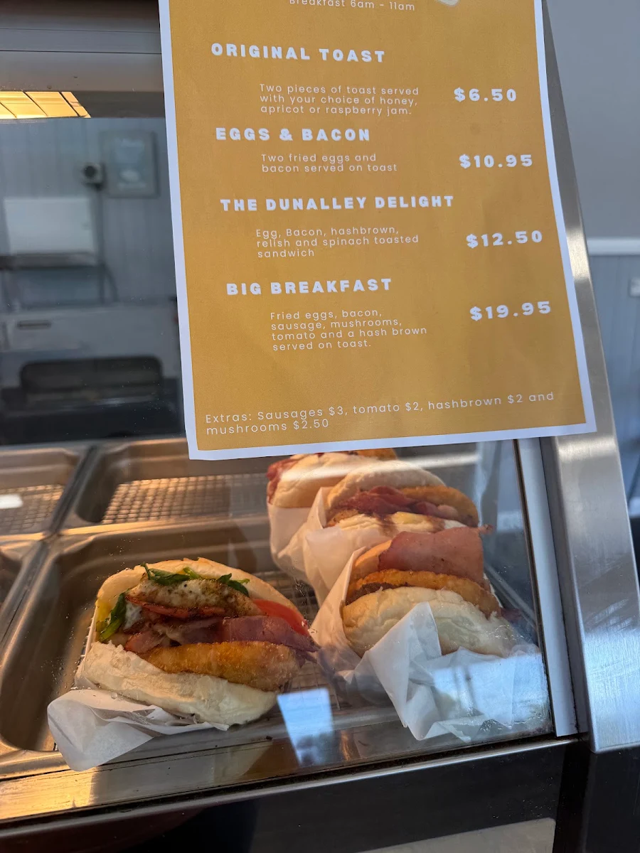 Menu, Dunalley Bakery