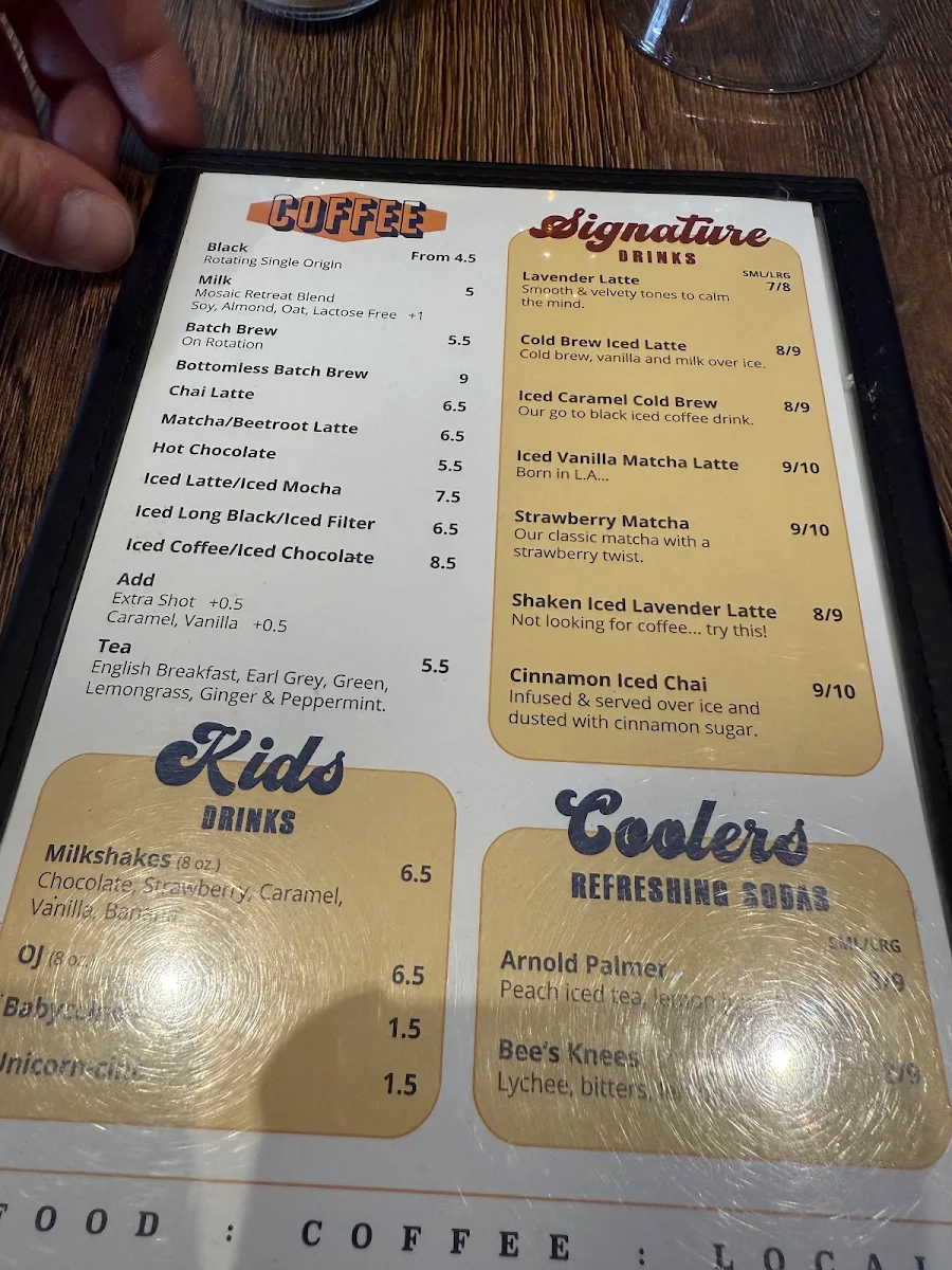 Menu, Sycamore Meadows Melbourne