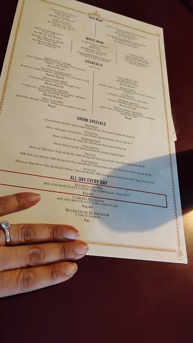 Menu, Rose & Crown Restaurant & Pub